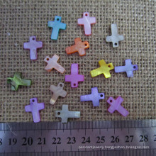 Small Colorful Mother of Pearl Cross, Shell Cross Charms